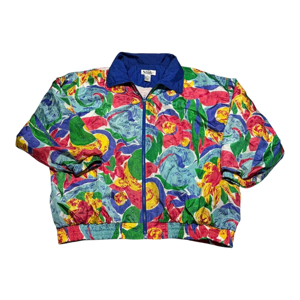 Vintage 90s SLADE Multicolor Nylon Full‎ Zip Windbreaker Women 2X